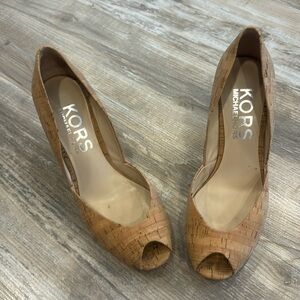 KORS by Micael Kors cork peep toe wedges!